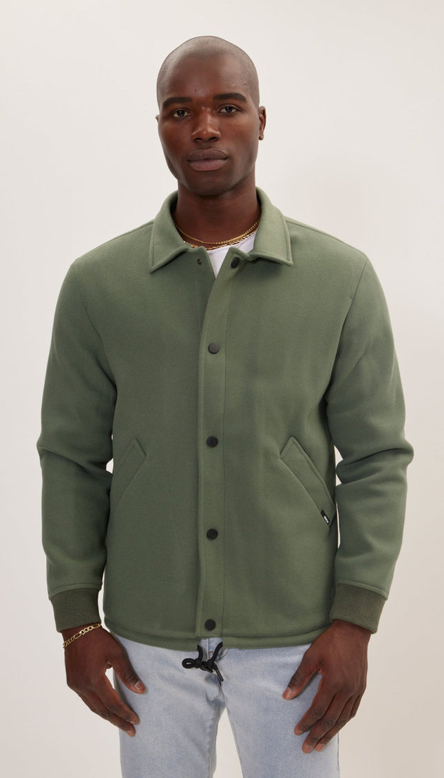 Snap Closure Collared Walking Jacket - Teal Green - Ron Tomson