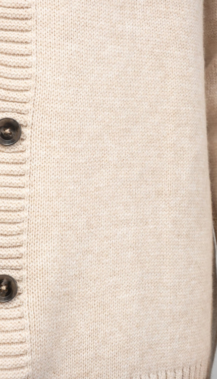 Soft Button Down Cardigan - Beige - Ron Tomson