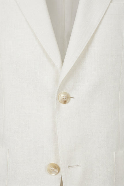 Solid Pure Linen Single Breasted Suit - Optic White - Detail