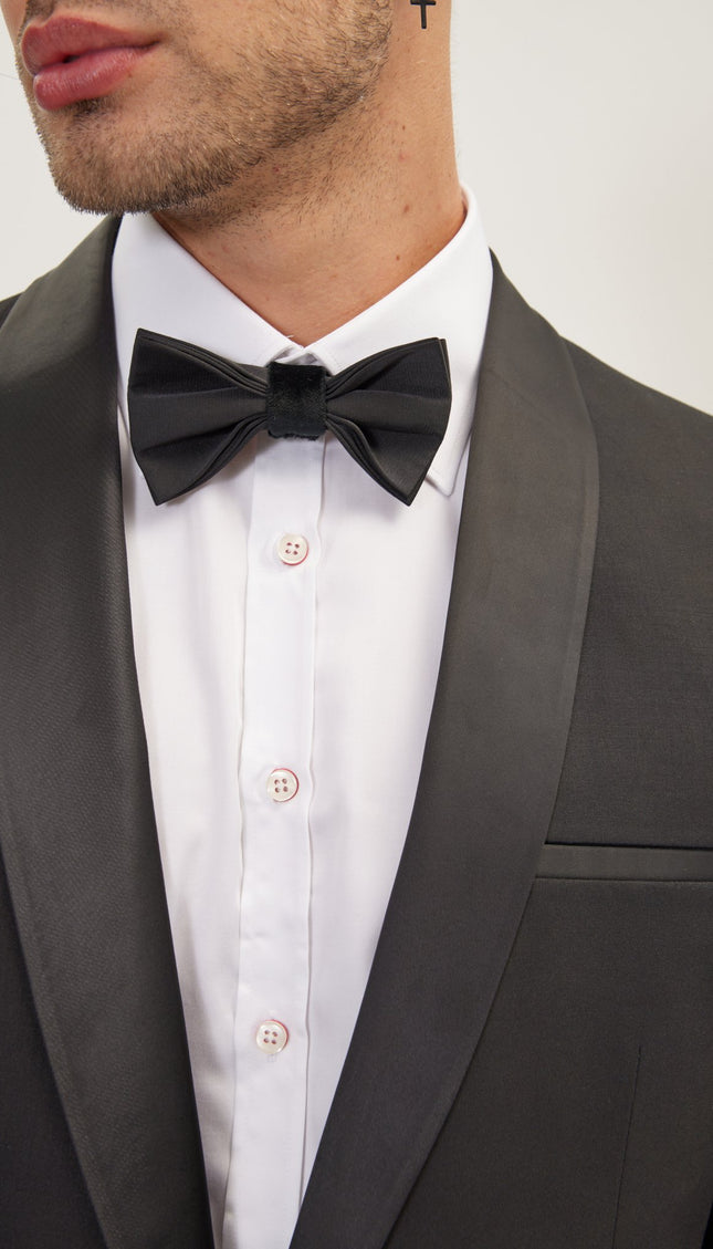 Solid Shawl Lapel Tuxedo Jacket - Black - Ron Tomson