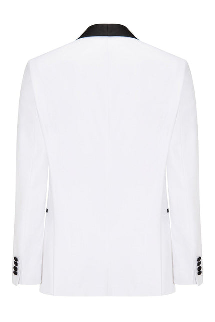 Solid Shawl Lapel Tuxedo Jacket - White - Ron Tomson