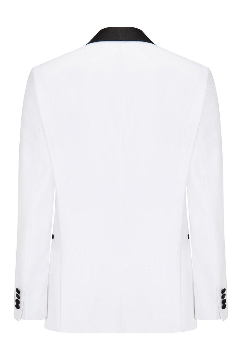 Solid Shawl Lapel Tuxedo Jacket - White - Ron Tomson