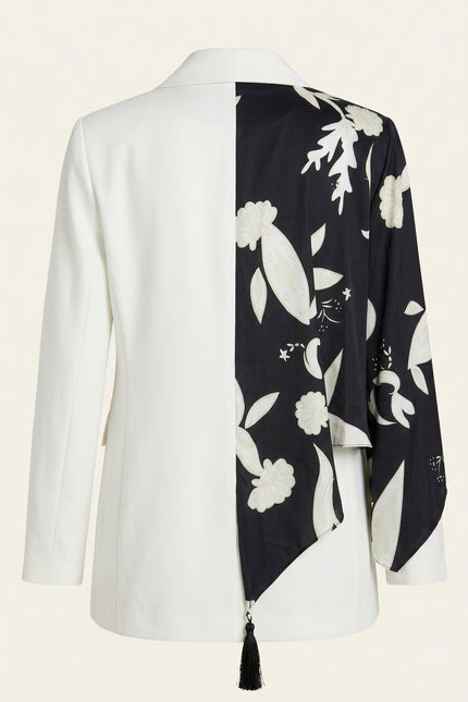 Split Design Blazer - White Black - Back