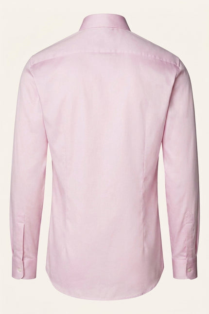 Spread Collar Fitted Dress Shirt - Pink - Back