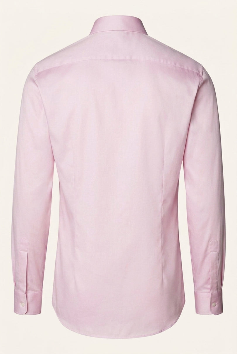 Spread Collar Fitted Dress Shirt - Pink - Back