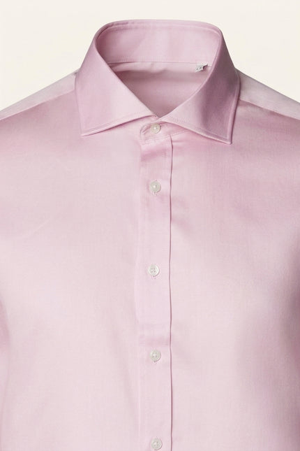 Spread Collar Fitted Dress Shirt - Pink - Detail