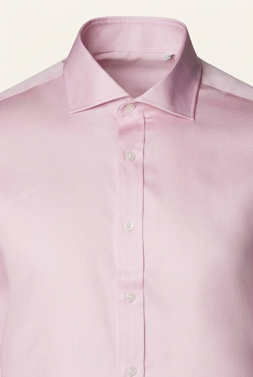 Spread Collar Fitted Dress Shirt - Pink - Detail