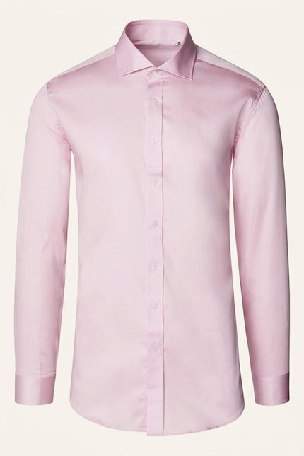 Spread Collar Fitted Dress Shirt - Pink - Front