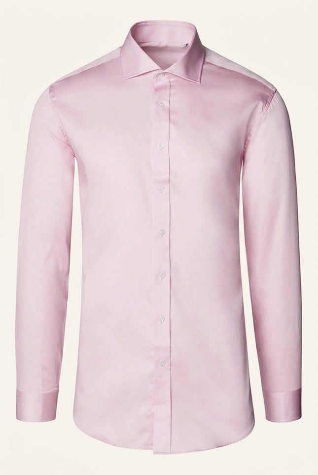 Spread Collar Fitted Dress Shirt - Pink - Front