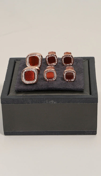 Square Diamonds Cufflinks Stud Set - Ron Tomson