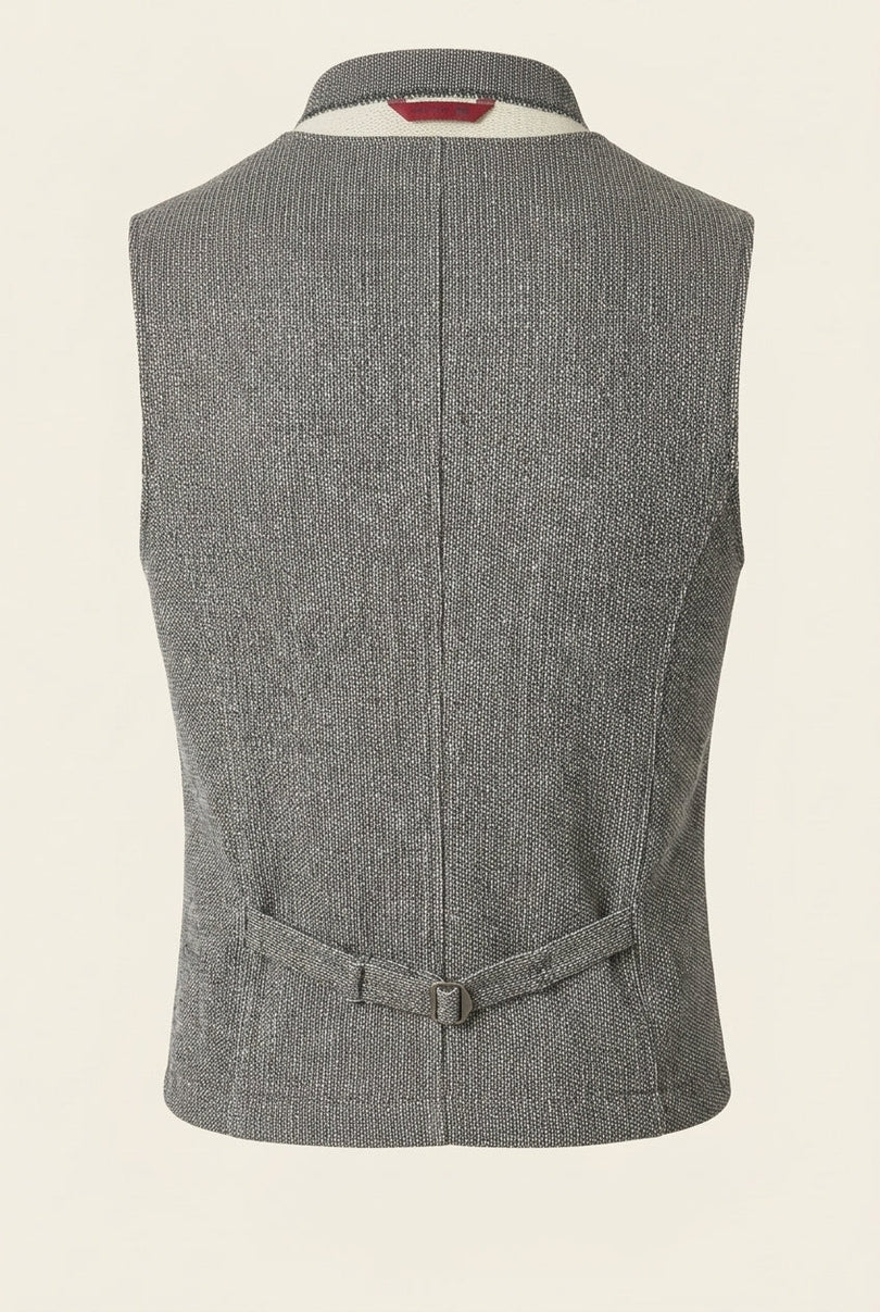 Men's Stand-Collar Marled Knit Vest - Grey | Ron Tomson