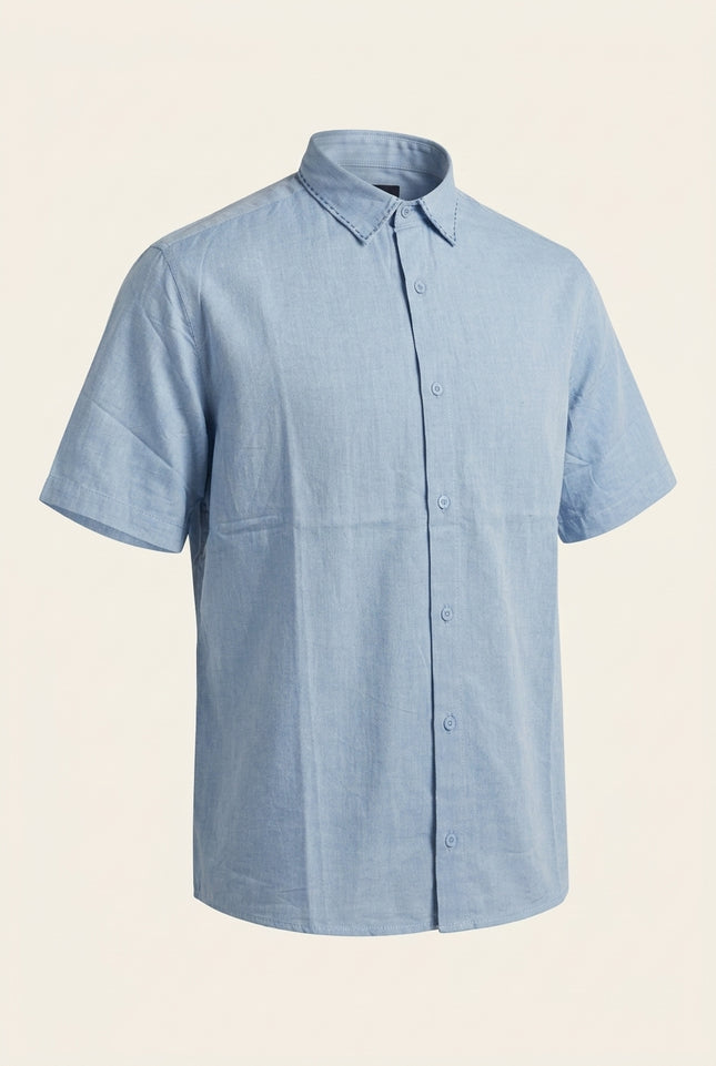 Stargazer Camp Collar Shirt - Light Blue - Front