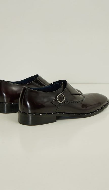 Stitch Detail Monk Strap - Burgundy - Ron Tomson