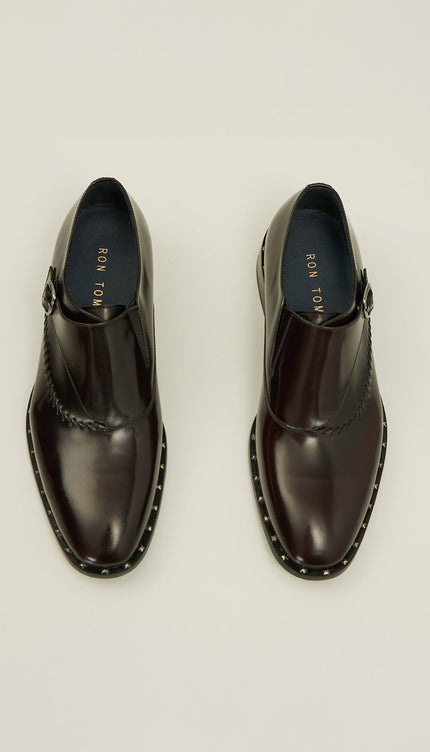 Stitch Detail Monk Strap - Burgundy - Ron Tomson