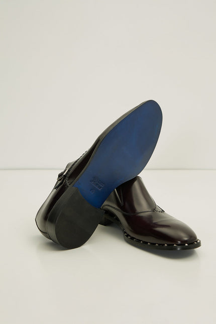Stitch Detail Monk Strap - Burgundy - Ron Tomson