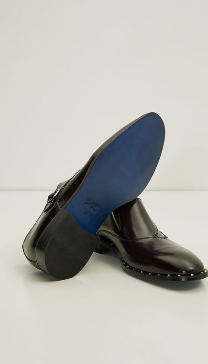 Stitch Detail Monk Strap - Burgundy - Ron Tomson