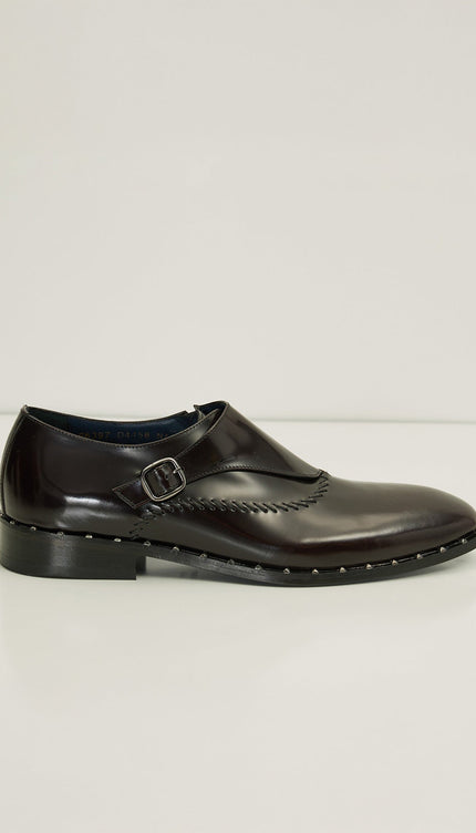 Stitch Detail Monk Strap - Burgundy - Ron Tomson