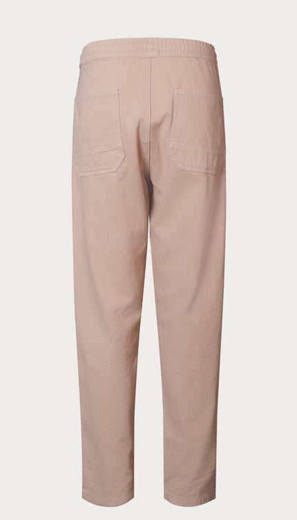 Straight Tapered Cotton Pants - Beige - Ron Tomson