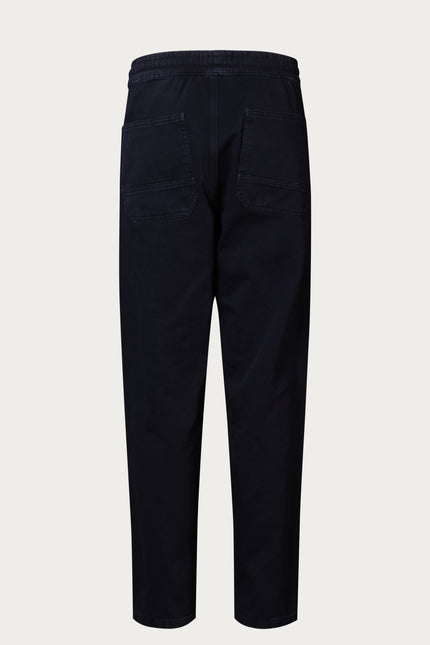 Straight Tapered Cotton Pants - Navy - Ron Tomson