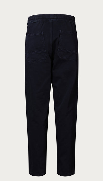 Straight Tapered Cotton Pants - Navy - Ron Tomson