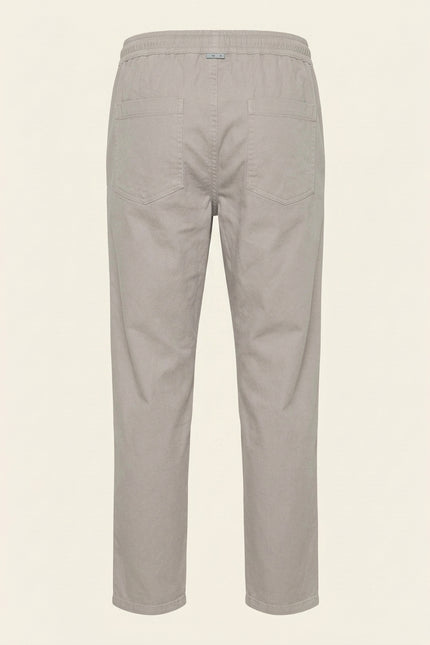 Straight Tapered Drawstring Pants - Grey - Back