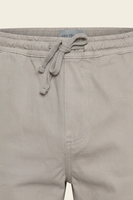 Straight Tapered Drawstring Pants - Grey - Detail