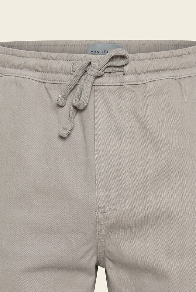 Straight Tapered Drawstring Pants - Grey - Detail