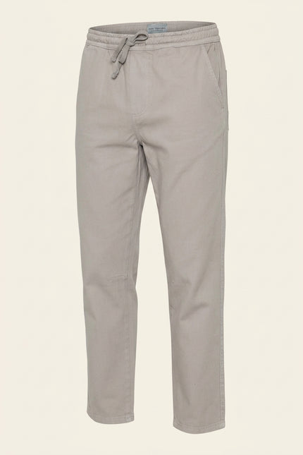 Straight Tapered Drawstring Pants - Grey - Front