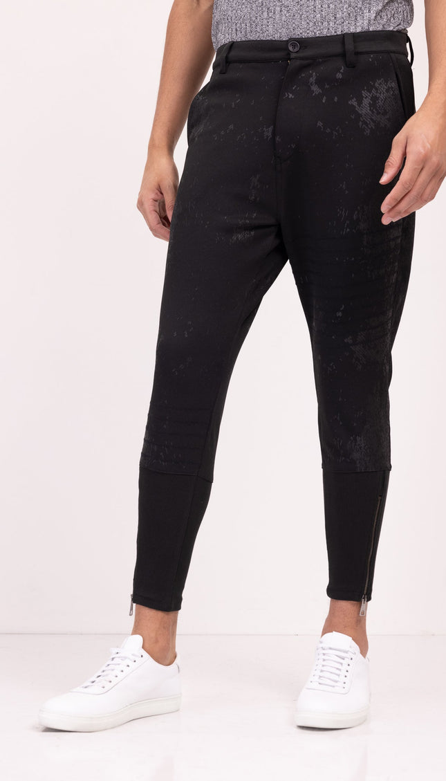 Stretch Patterned Track Pants - Black - Ron Tomson