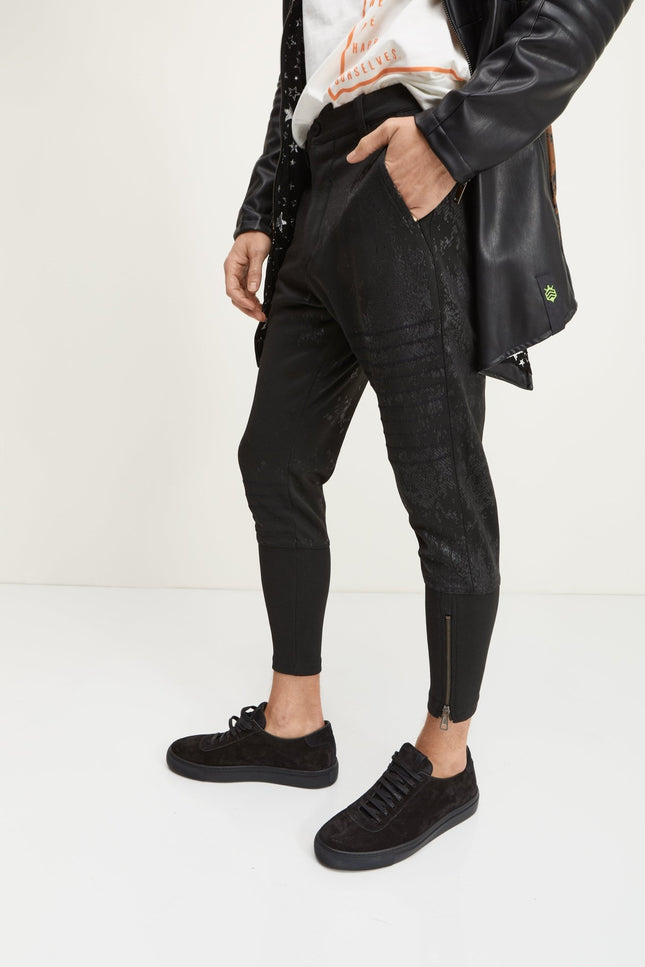 Stretch Patterned Track Pants - Black - Ron Tomson