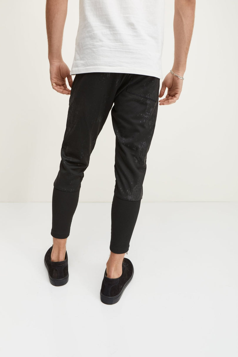 Stretch Patterned Track Pants - Black - Ron Tomson