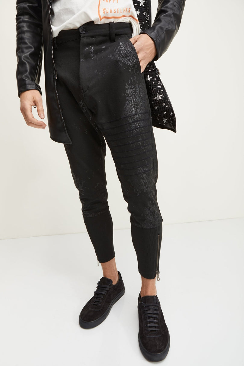 Stretch Patterned Track Pants - Black - Ron Tomson