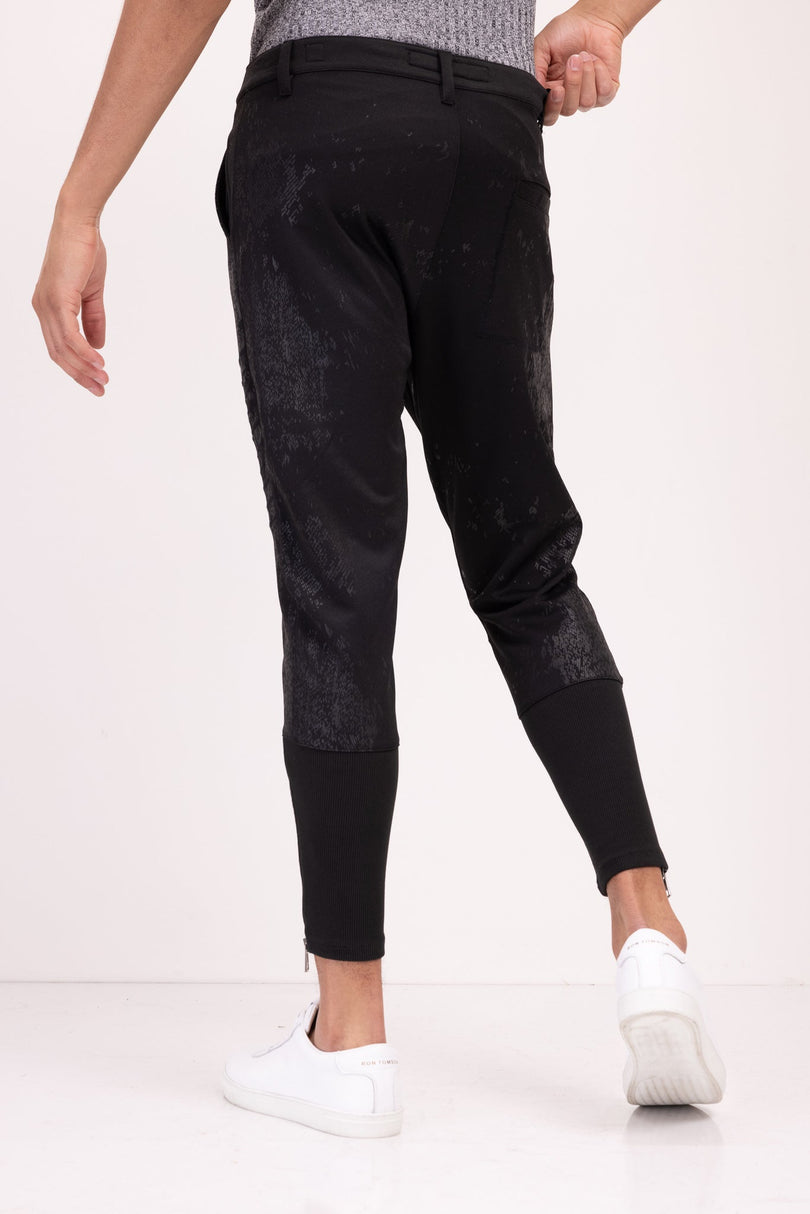 Stretch Patterned Track Pants - Black - Ron Tomson