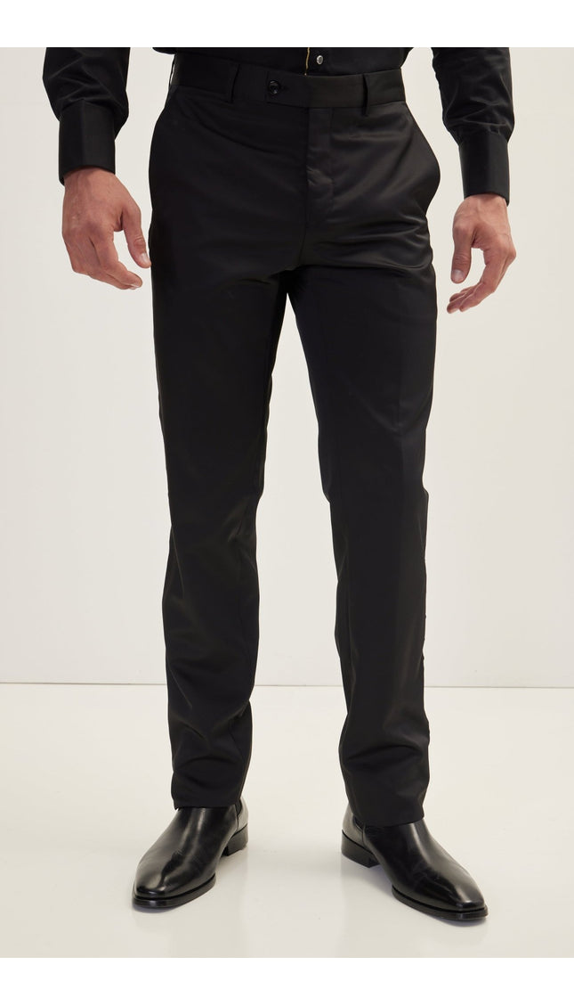 Striped Fitted Tuxedo Pants - Black - Ron Tomson