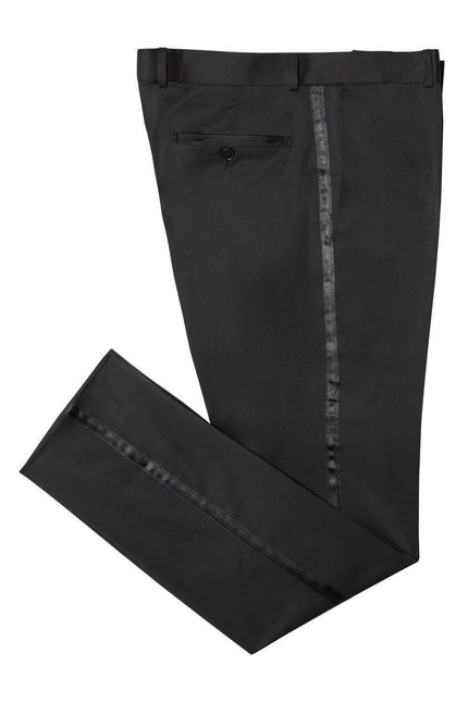 Striped Fitted Tuxedo Pants - Black - Ron Tomson