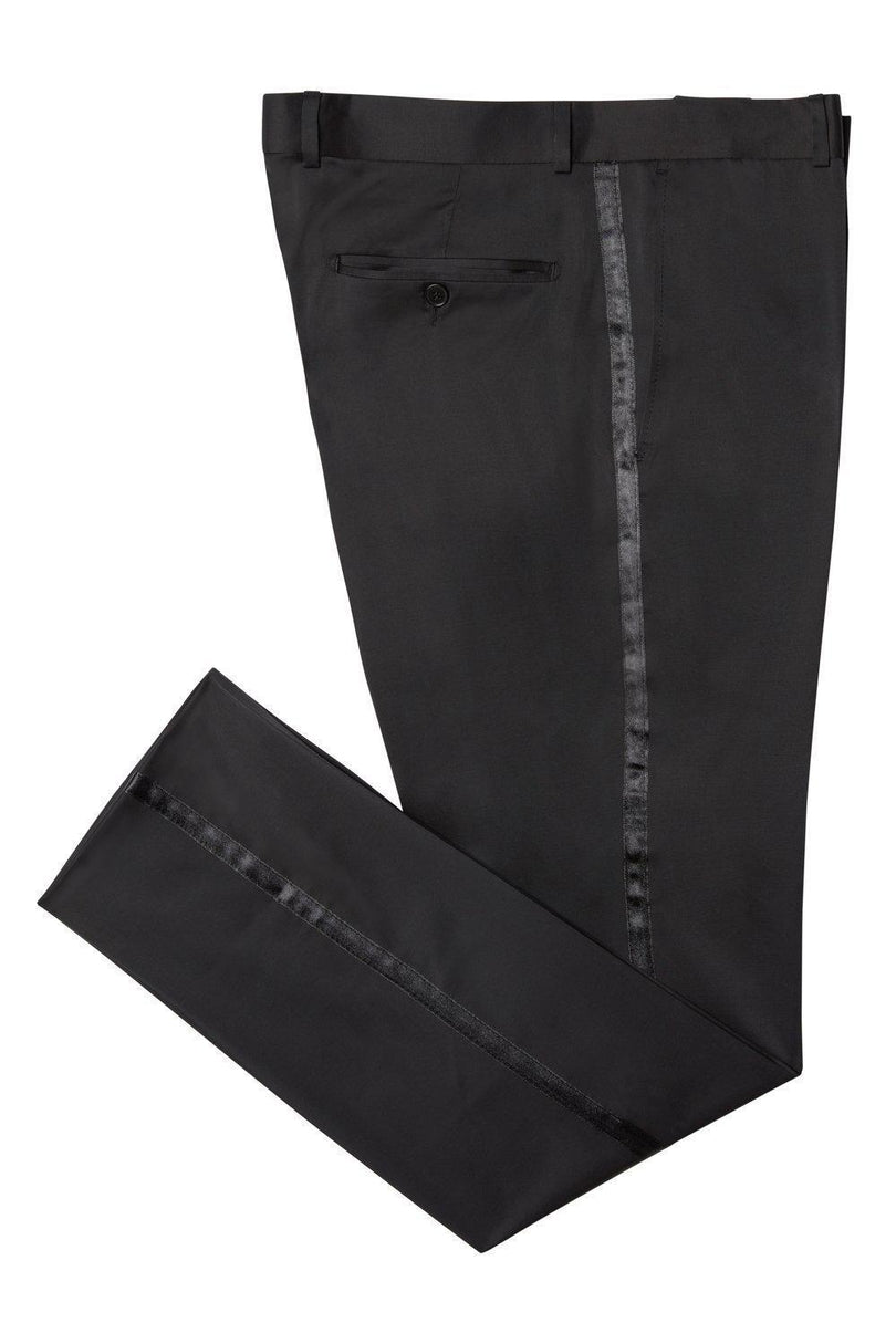 Striped Fitted Tuxedo Pants - Black - Ron Tomson