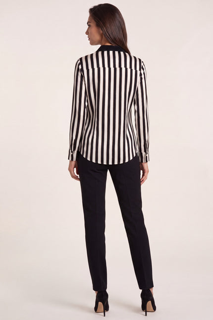 Striped Sateen Shirt - Black - back view