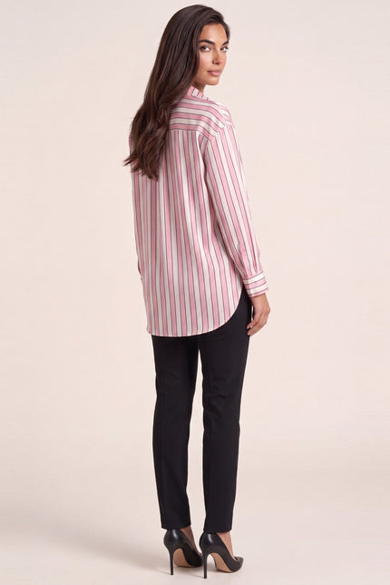 Striped Sateen Shirt - Pink - back view