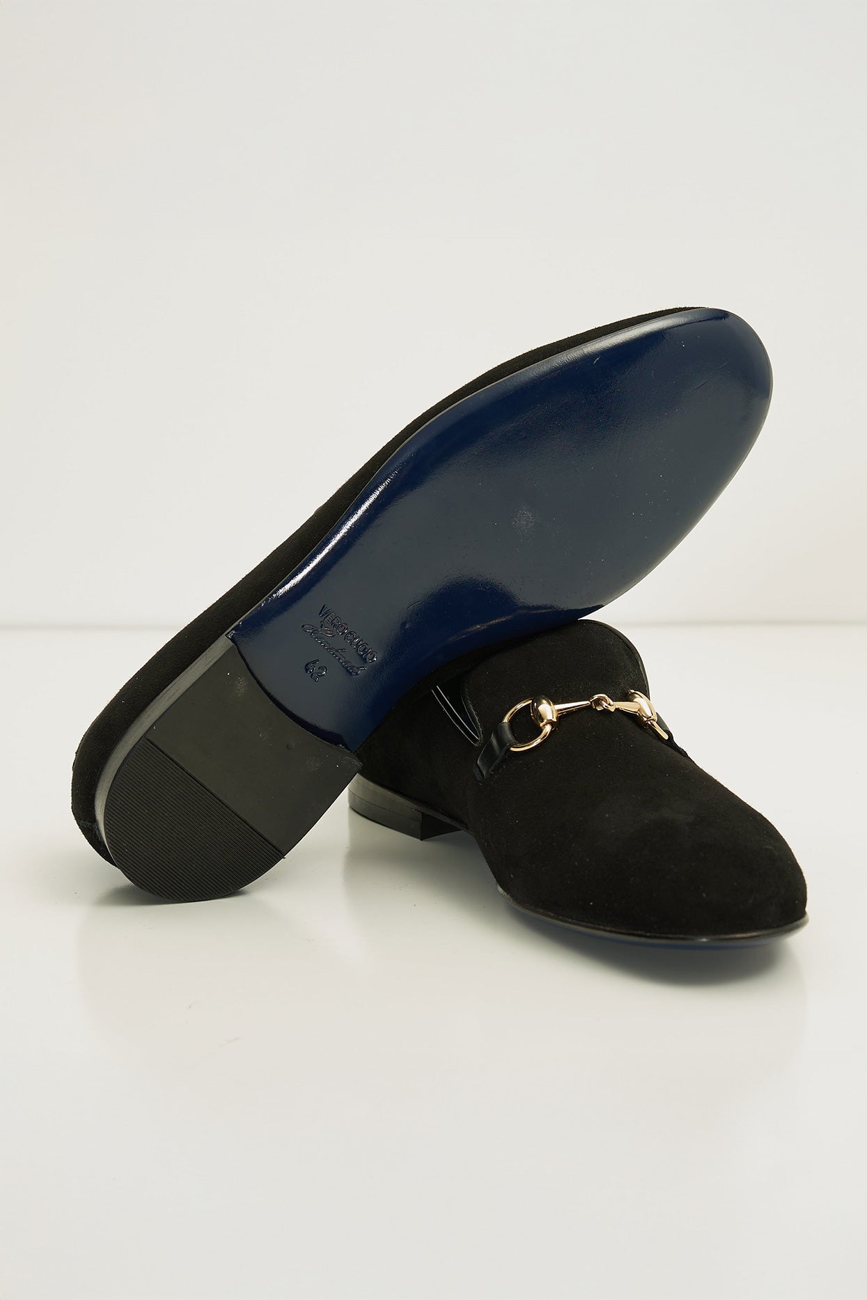 Men's Horsebit Suede Leather Loafer - Black | Ron Tomson Men's Horsebit Suede Leather Loafer - Black | Ron Tomson