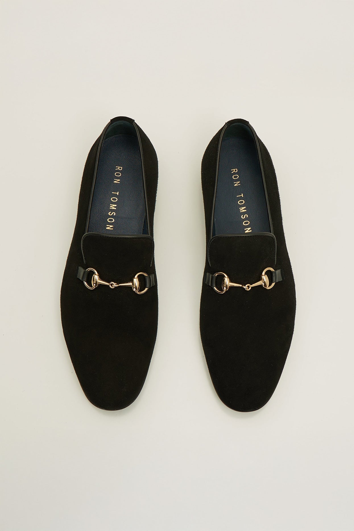 Men's Horsebit Suede Leather Loafer - Black | Ron Tomson Men's Horsebit Suede Leather Loafer - Black | Ron Tomson