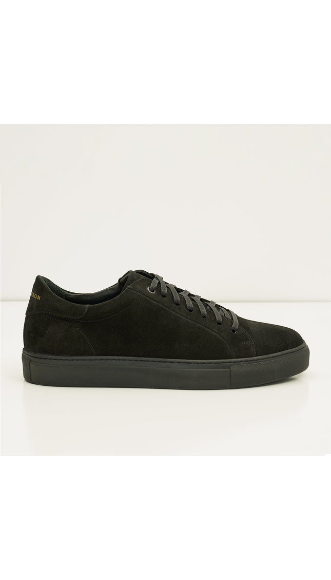 Suede Leather Court Sneakers - Black Suede - Ron Tomson