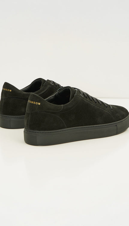 Suede Leather Court Sneakers - Black Suede - Ron Tomson