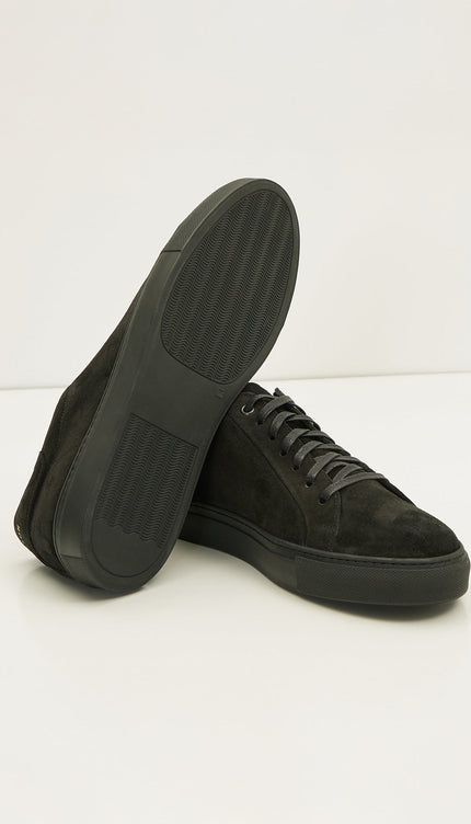 Suede Leather Court Sneakers - Black Suede - Ron Tomson