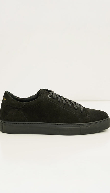 Suede Leather Court Sneakers - Black Suede - Ron Tomson