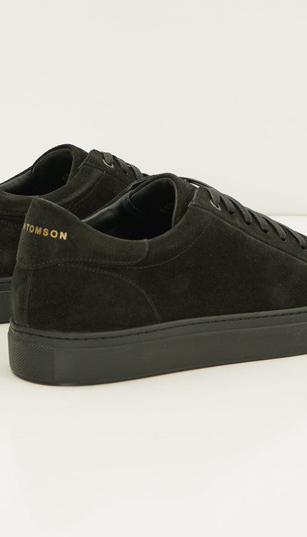Suede Leather Court Sneakers - Black Suede - Ron Tomson