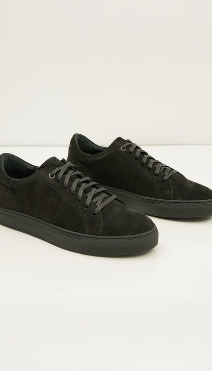 Suede Leather Court Sneakers - Black Suede - Ron Tomson