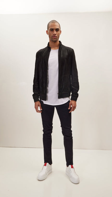 Suede To Genuine Reversible Leather Jacket - Black - Ron Tomson