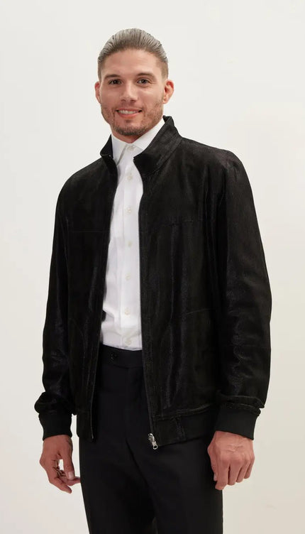 Suede To Genuine Reversible Leather Jacket - Black - Ron Tomson