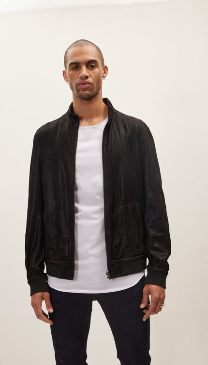 Suede To Genuine Reversible Leather Jacket - Black - Ron Tomson