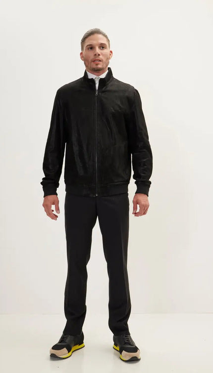 Suede To Genuine Reversible Leather Jacket - Black - Ron Tomson